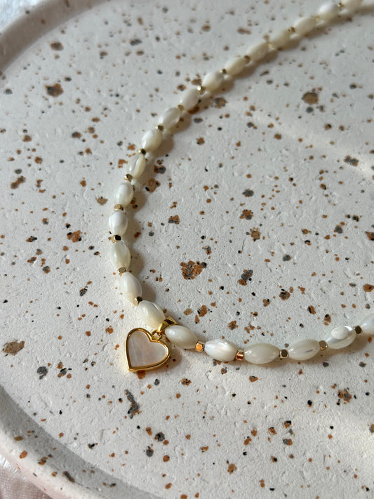 Natural "Mother of Pearl" Necklace with a 18K Gold Plated Pendant