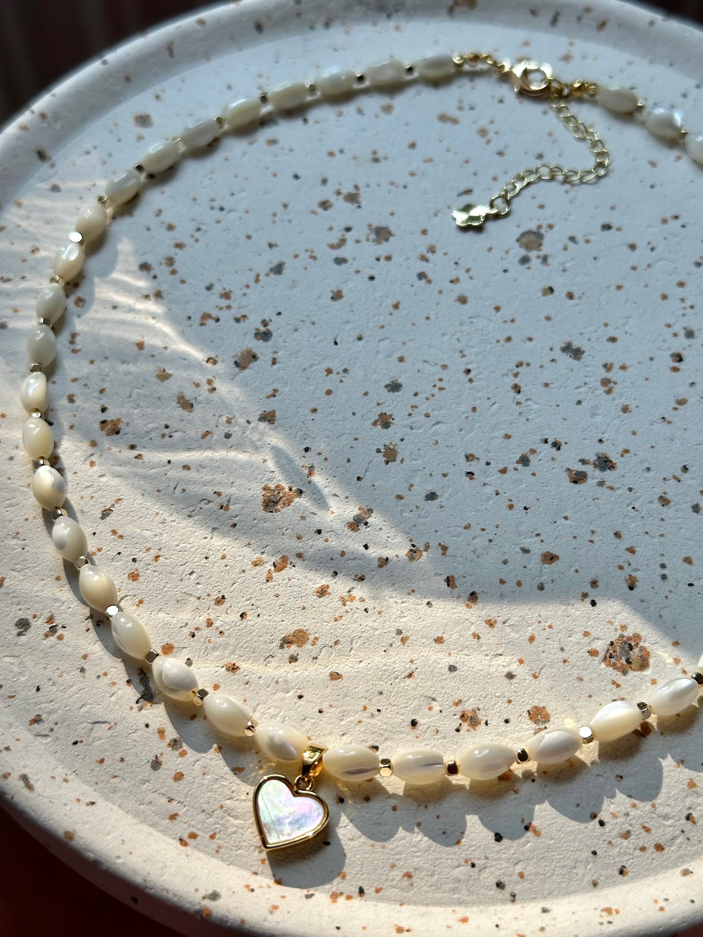 Natural "Mother of Pearl" Necklace with a 18K Gold Plated Pendant