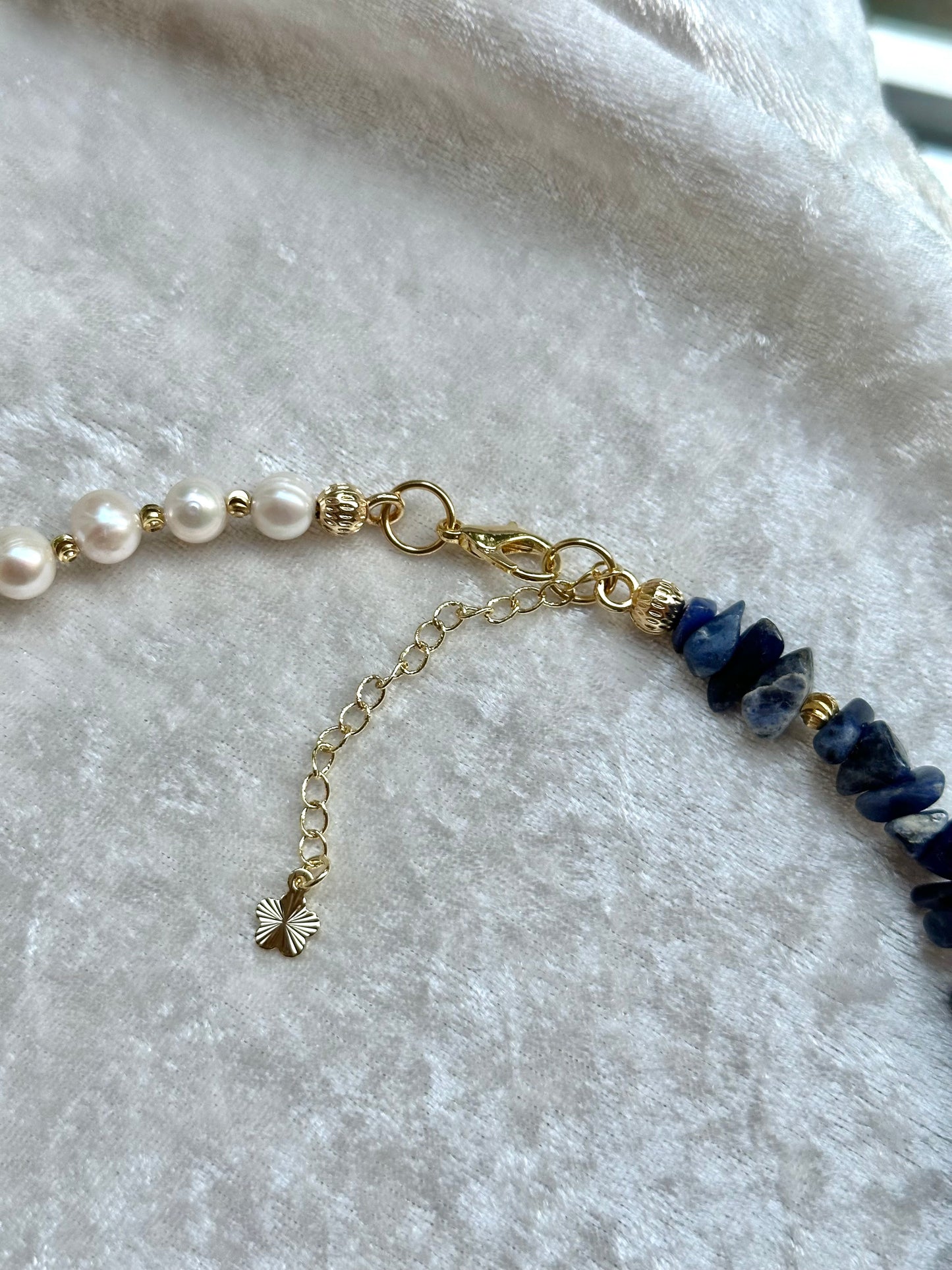 “Eternal Duality” Freshwater Pearls & Sodalite Necklace