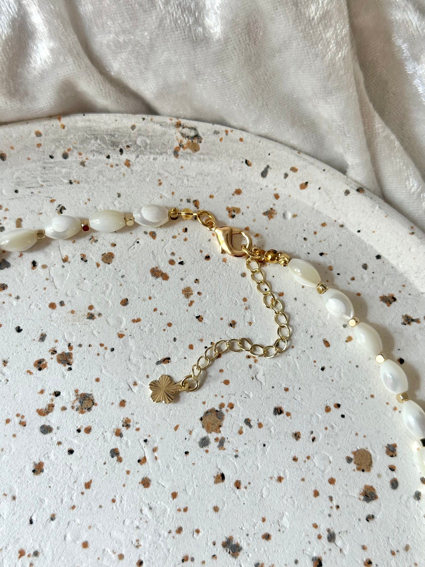Natural "Mother of Pearl" Necklace with a 18K Gold Plated Pendant