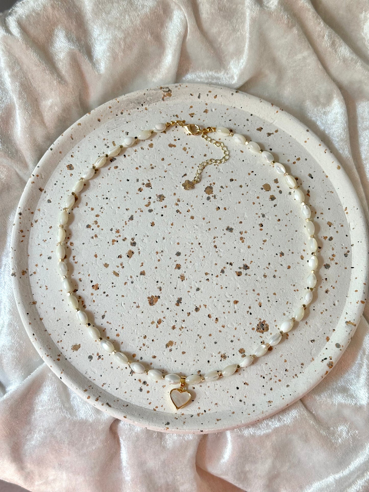 Natural "Mother of Pearl" Necklace with a 18K Gold Plated Pendant